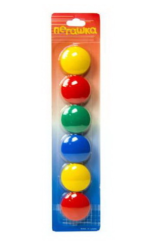 Комплект магнітів з 6 шт по 30 мм, на блістері, ТМ Пегашка