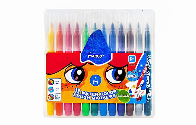 Фломастери-пензлики «Super Washable» на 12 кольорів, ТМ Marco