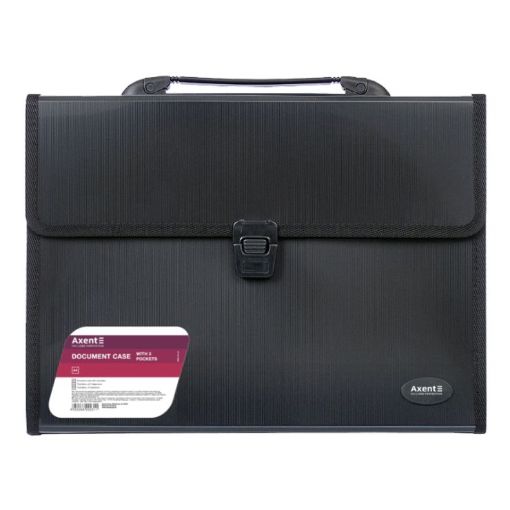 Папка-портфель А4 на 3 відділення, чорна,ТМ Axent