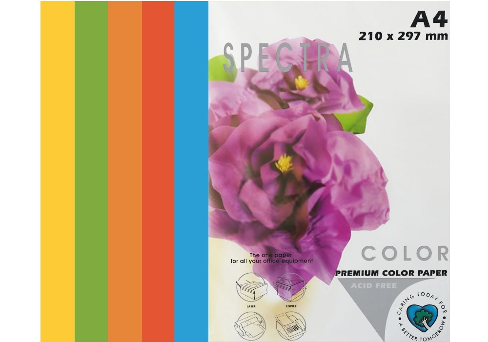 Папір кольоровий А4 50 аркушів на 5 кольорів 160 г/м2, інтенсив мікс, SPECTRA COLOR