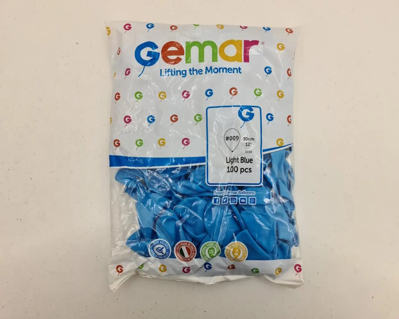 Кульки повітряні 30 см стандартні сині, 100 шт. в упаковці, Gemar