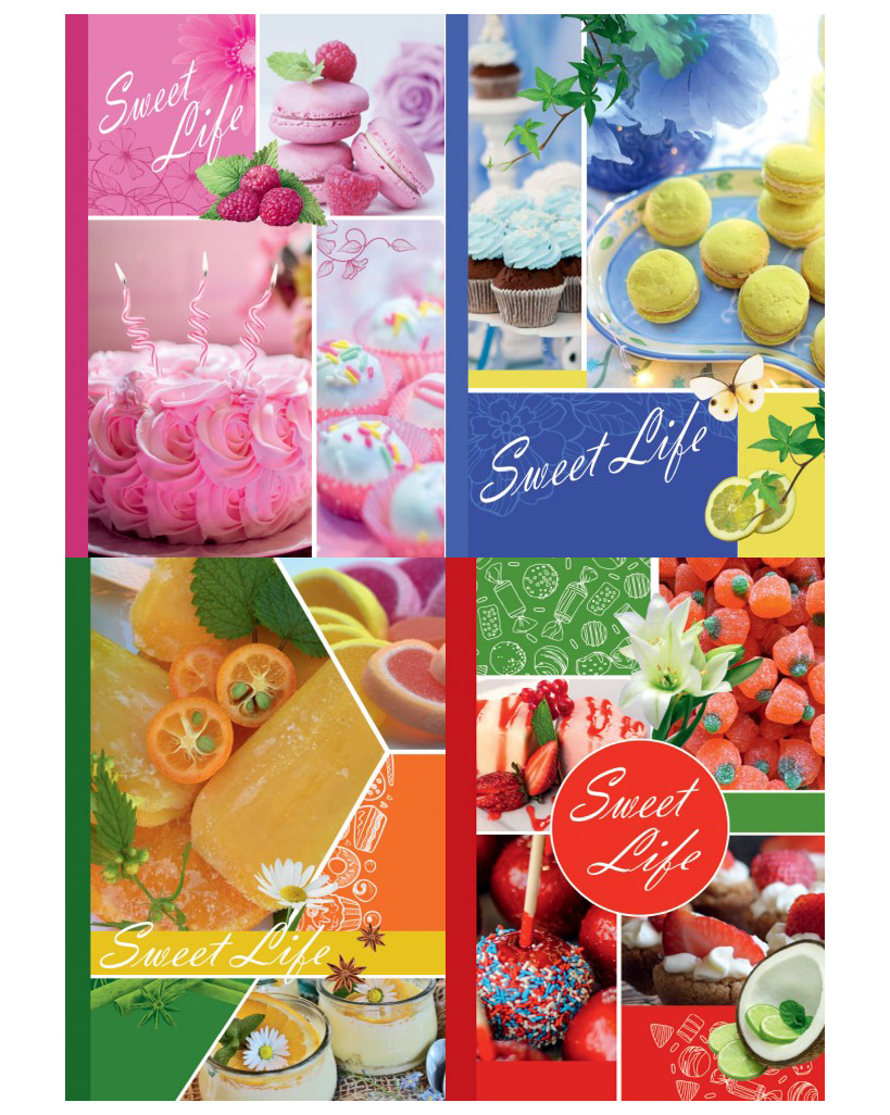 Блокнот «Солодощі» А6 на 176 аркушів у клітинку з твердою ламінованою обкладинкою, в асортименті, ТМ Рюкзачок