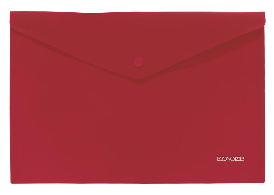 Папка-конверт на кнопці А4 180 мкм непрозора, червона, TM Economix