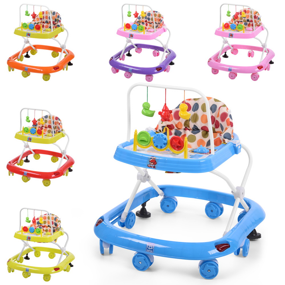 Ходунки музичні зі світлом, дуга з підвісками, на 8 колесах з 2 стопорами, на батарейці, в асортименті