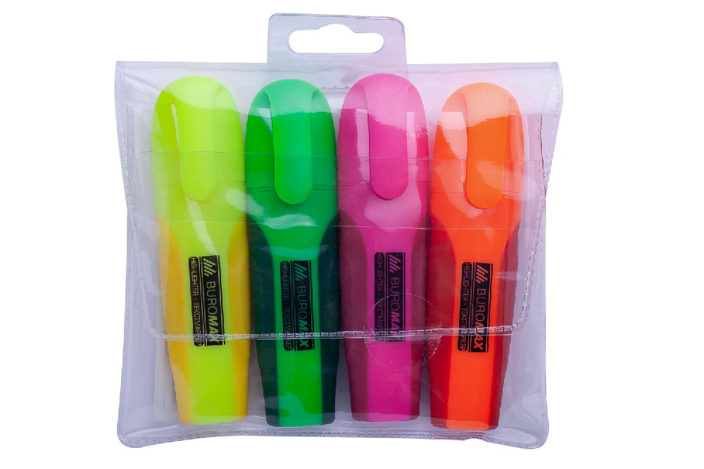 Набір маркерів «Neon» текстових з гумовими вставками, 4 шт, 2-4 мм ТМ Buromax