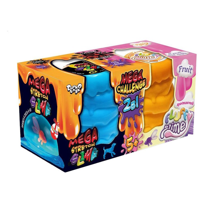 Слайм 2 в 1 «Mega Stretch Slime» та «Fluffy Slime», #, у коробці 17,5х9х10 см, ТМ Данко Тойс