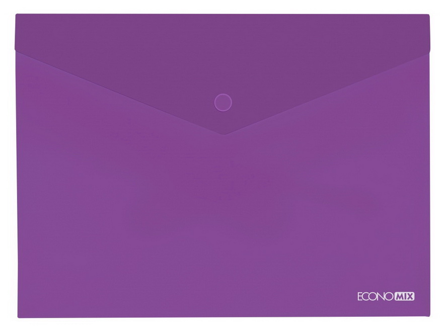 Папка-конверт на кнопці А4 180 мкм непрозора, фактура «помаранч», фіолетова, TM Economix