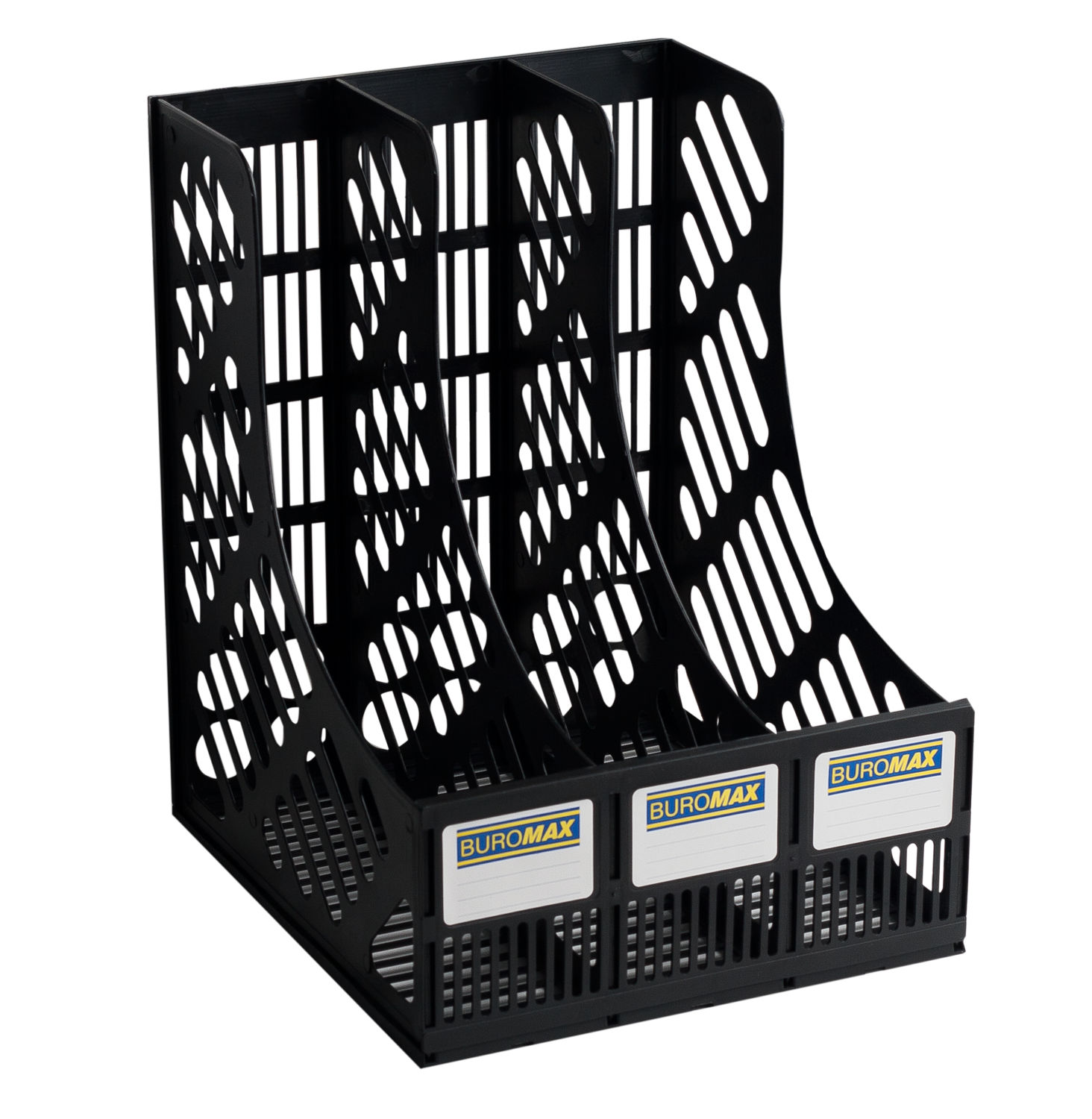 Лоток для паперів вертикальний «3 в 1» пластиковий чорний 23х25,5х30,5 см, ТМ Buromax