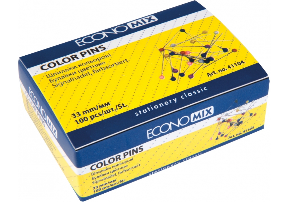 Шпильки, кольорові, 33 мм, 100 шт., ТМ Economix
