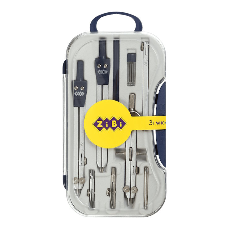 Готовальня «COLLEGE» з 9 предметів, темно-синя, ТМ ZiBi