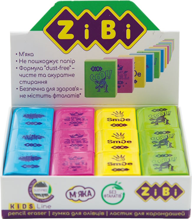 Гумка «Книга» 30х25х8 мм, 36 шт в боксі, ТМ ZiBi