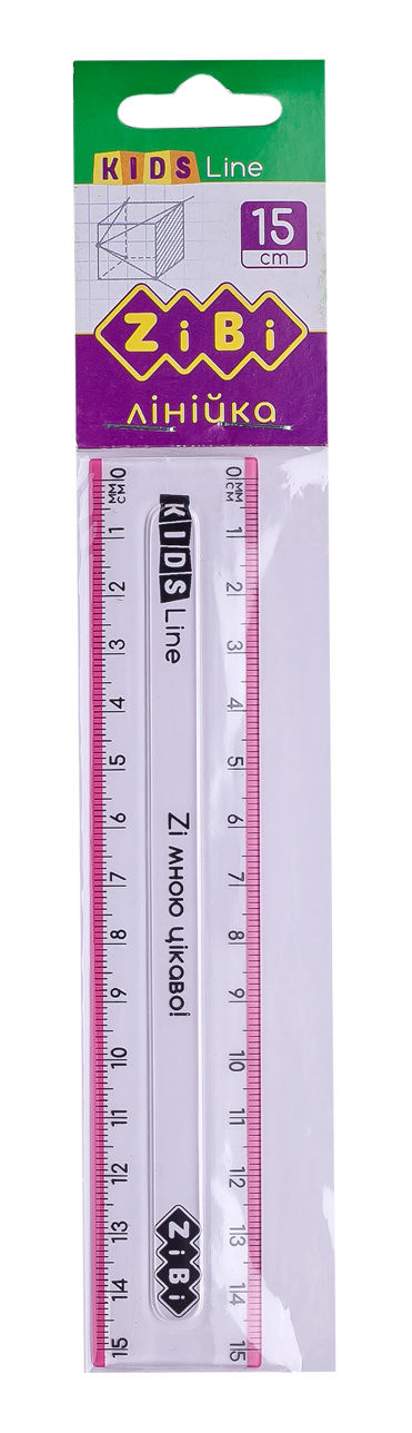 Лінійка «KIDS Line» 15 см з рожевою смужкою, у блістері, ZiBi