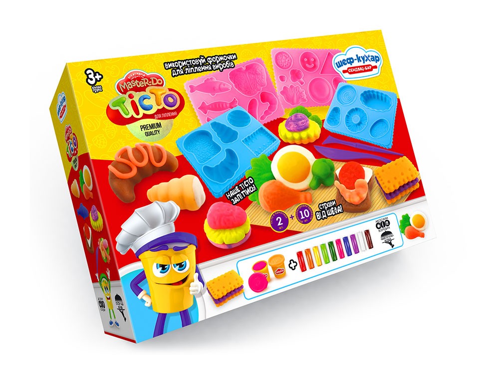 Набір тіста для ліплення Master Do «Шеф-кухар. Сендвіч-бар» на 12 кольлрів з аксесуарами, у коробці 26х19 см, ТМ Данко Тойс