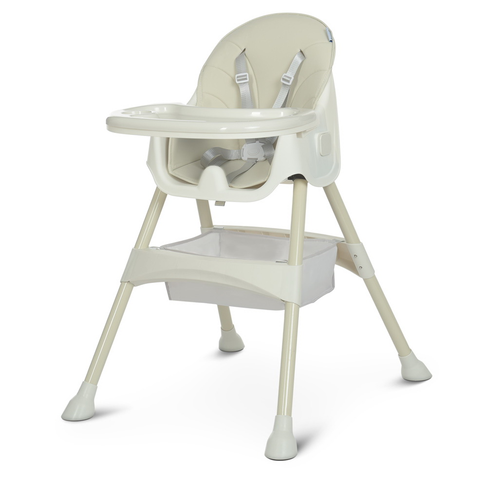 Стільчик для годування 95х76х61см складний, 5-точковий ремінь безпеки, екошкіра, сірий, у коробці 51х27х43 см