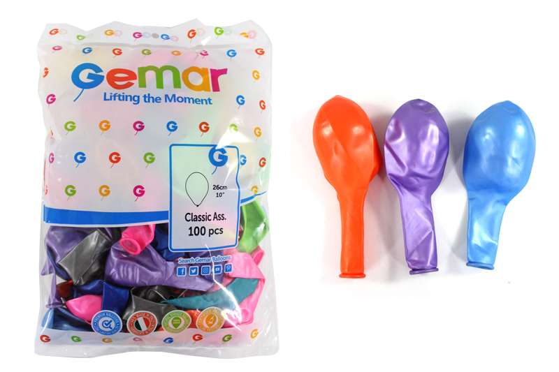 Кульки повітряні перламутрові 25 см різнокольорові, 100 штук в упаковці