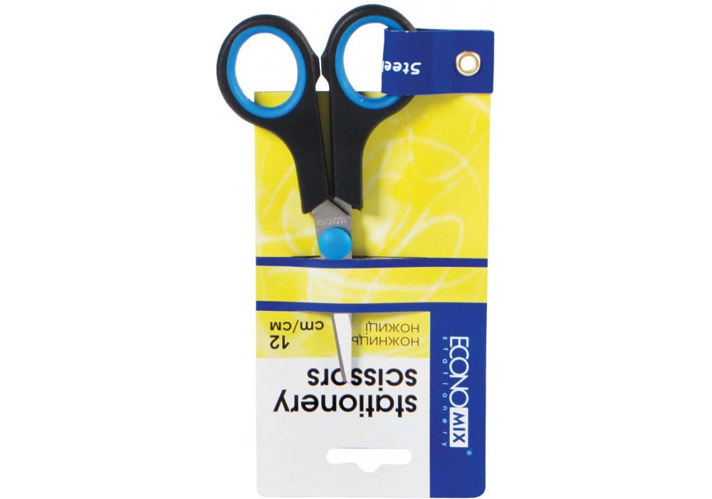 Ножиці дитячі 12 см, пластикові ручки з гумовими вставка, ТМ Economix