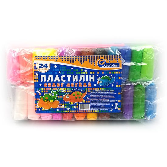 Пластилін «Супер легкий» на 24 кольори зі стеками, ТМ Josef Otten