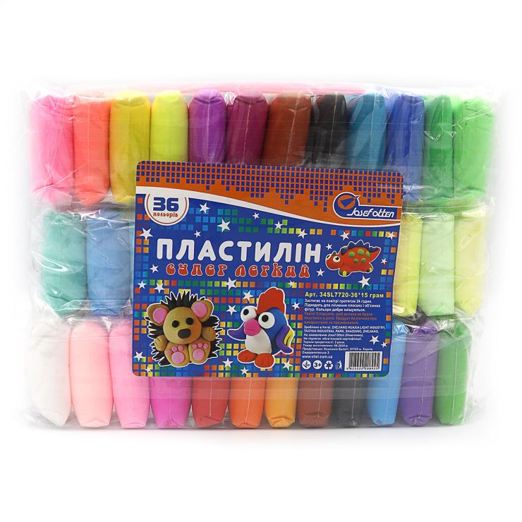 Пластилін «Супер легкий» на 36 кольорів зі стеками, ТМ Josef Otten